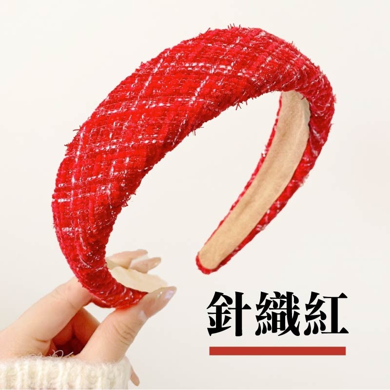秋冬復古髮箍 秋冬髮箍 紅色復古髮箍 聖誕紅素色髮箍 大紅色髮箍 復古寬邊頭箍-規格圖11