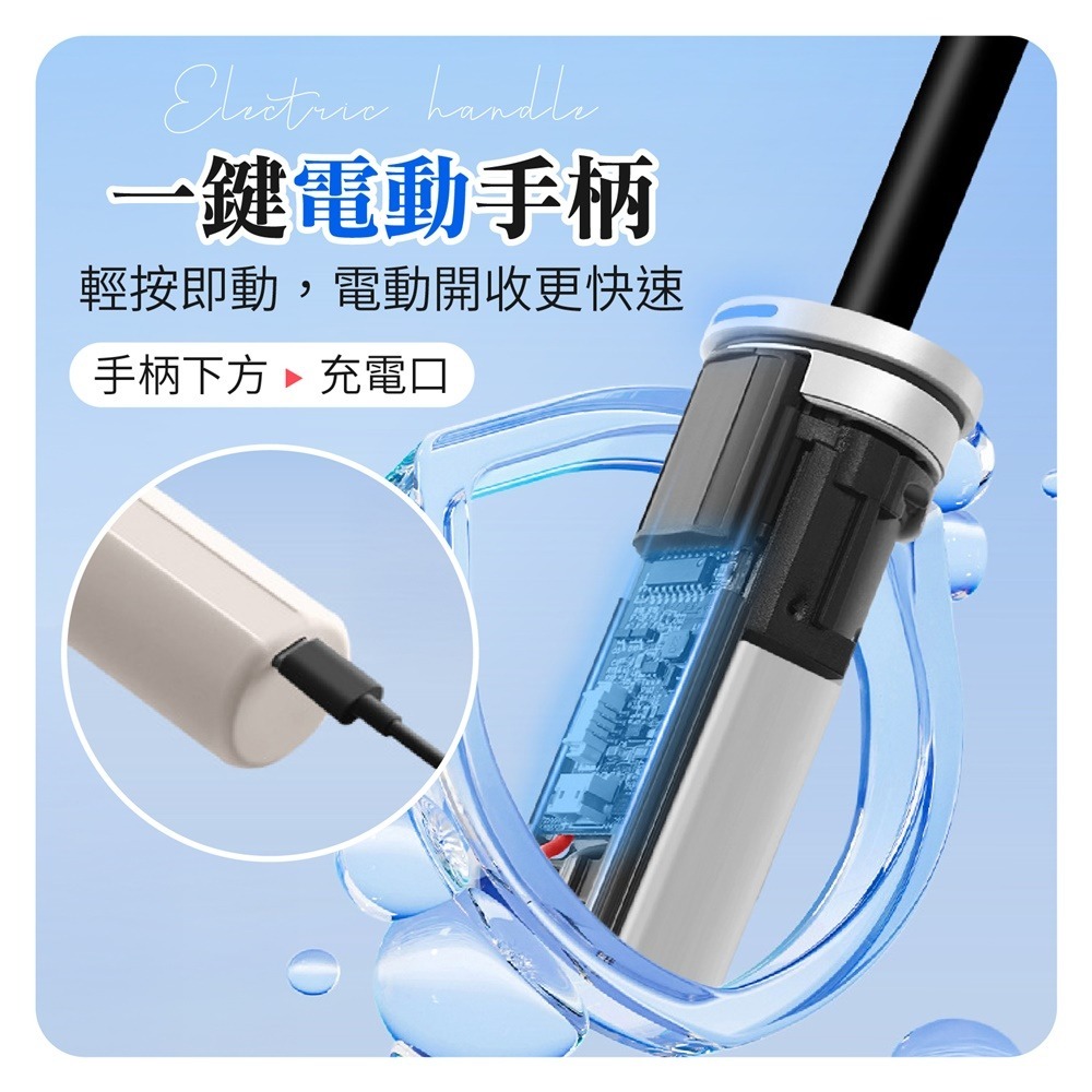 全自動開收電動傘 智能電動反向傘 黑科技電動傘 全自動反向傘 反向自動傘 反向黑膠傘 曬傘 大雨傘 遮陽傘 自動傘-細節圖4