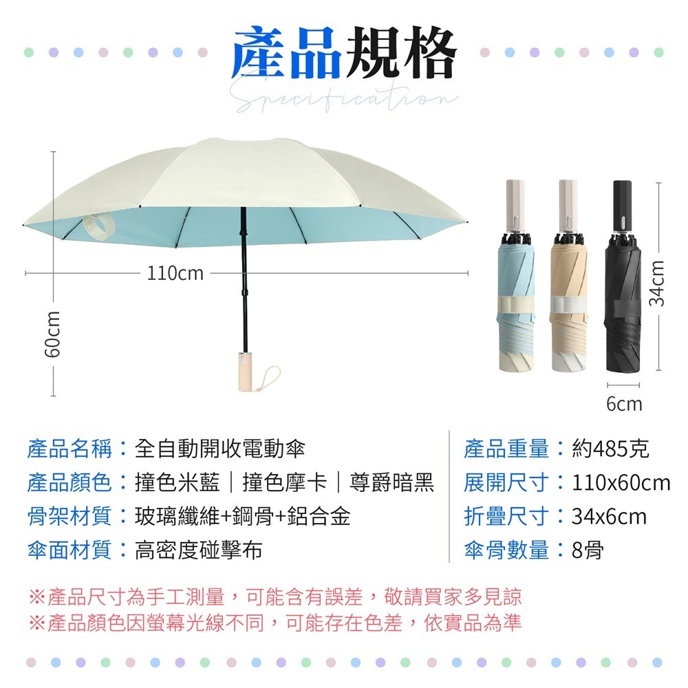全自動開收電動傘 智能電動反向傘 黑科技電動傘 全自動反向傘 反向自動傘 反向黑膠傘 曬傘 大雨傘 遮陽傘 自動傘-細節圖10