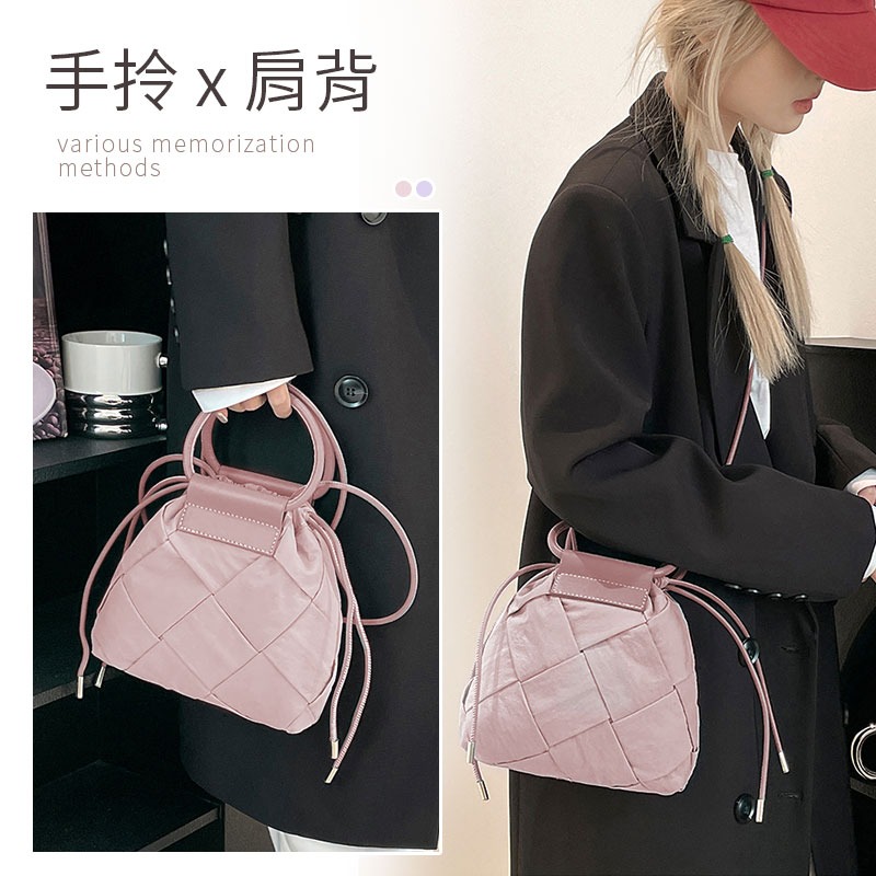 手拎編織包 斜跨包 水桶包 手提包 單肩包 編織包-細節圖5