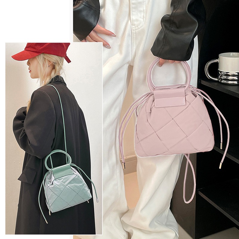 手拎編織包 斜跨包 水桶包 手提包 單肩包 編織包-細節圖9