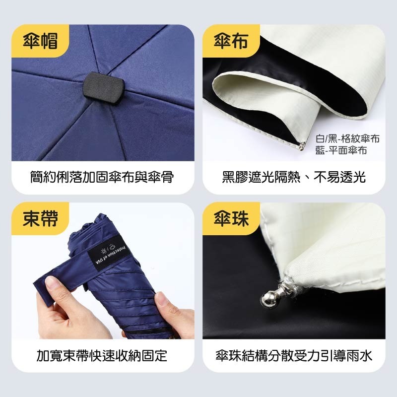 輕量環扣遮陽傘 輕量手動傘 輕量黑膠傘 迷你防曬傘 羽毛黑膠雨傘-細節圖9