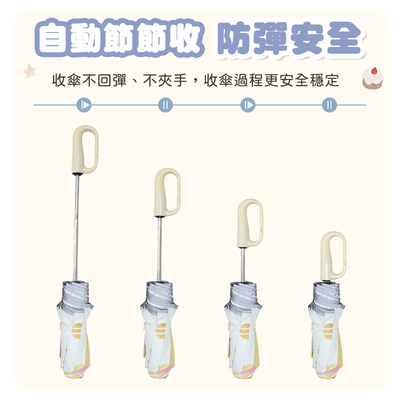 環扣兒童傘 節節收自動傘 環扣自動傘 兒童折疊傘 節節收折疊傘 節節收雨傘 自動晴雨傘 節節收防曬傘-細節圖5