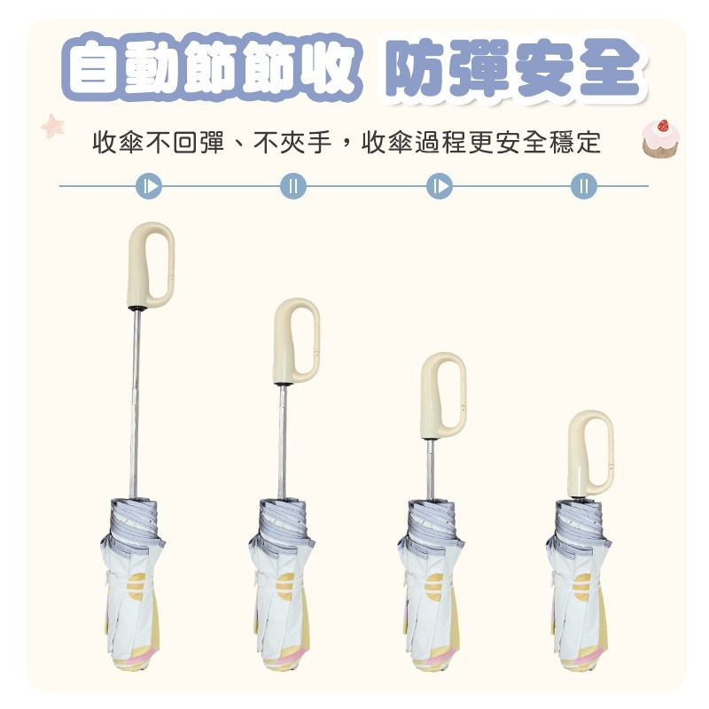 環扣兒童傘 節節收自動傘 環扣自動傘 兒童折疊傘 節節收折疊傘 節節收雨傘 自動晴雨傘 節節收防曬傘-細節圖5