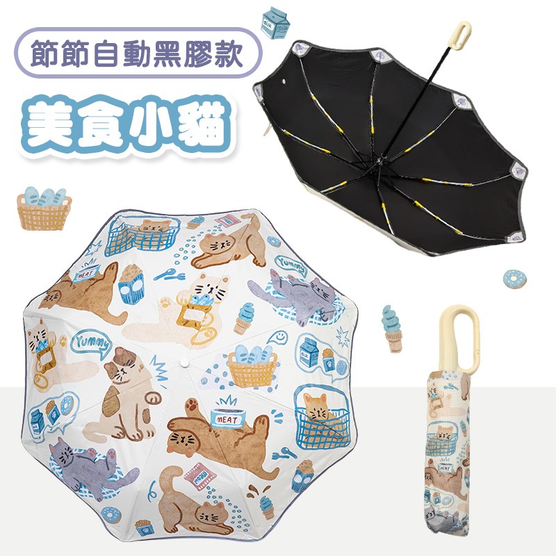 【節節自動黑膠款】美食小貓