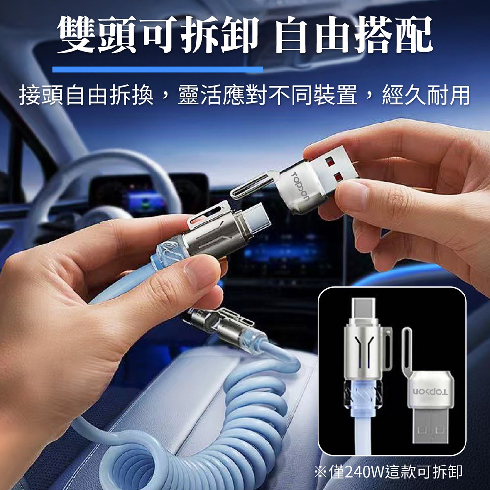 TOPSON 四合一彈簧充電線 四接口快充線 伸縮充電線 彈簧充電線 四合一充電線 PD快充線 手機充電線 充電線-細節圖6