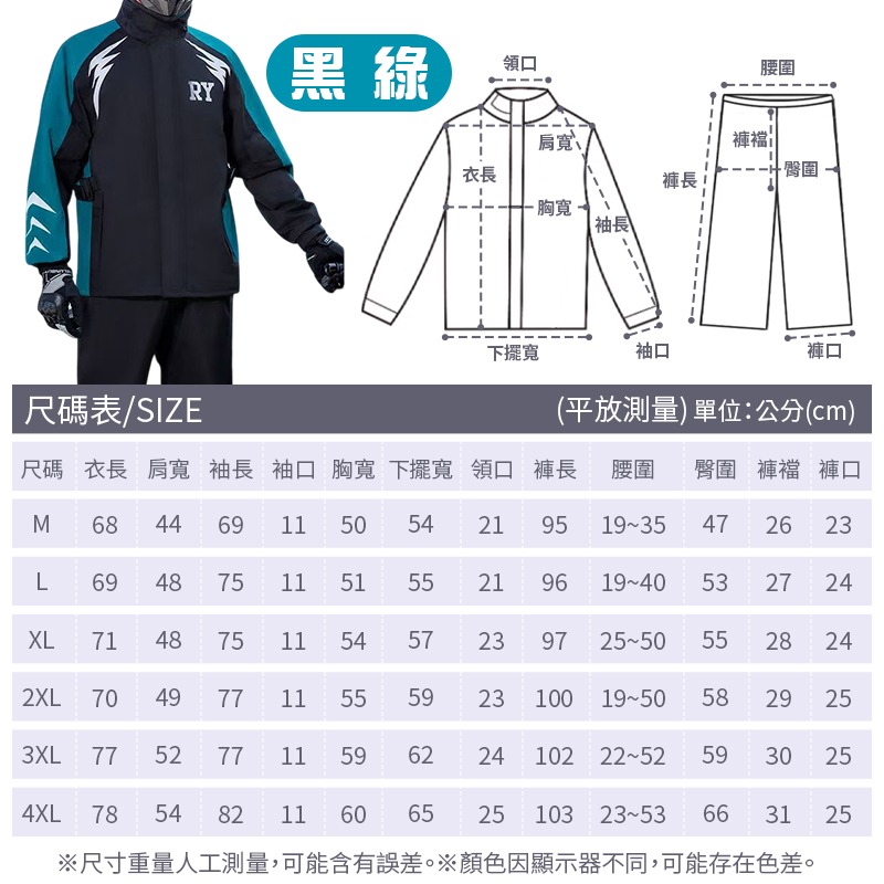 防暴雨兩件式雨衣 贈收納袋 兩件式雨衣 衣褲兩件組 雙層雨衣 雨衣套裝 兩截式雨衣 防風防暴雨雨衣-規格圖10