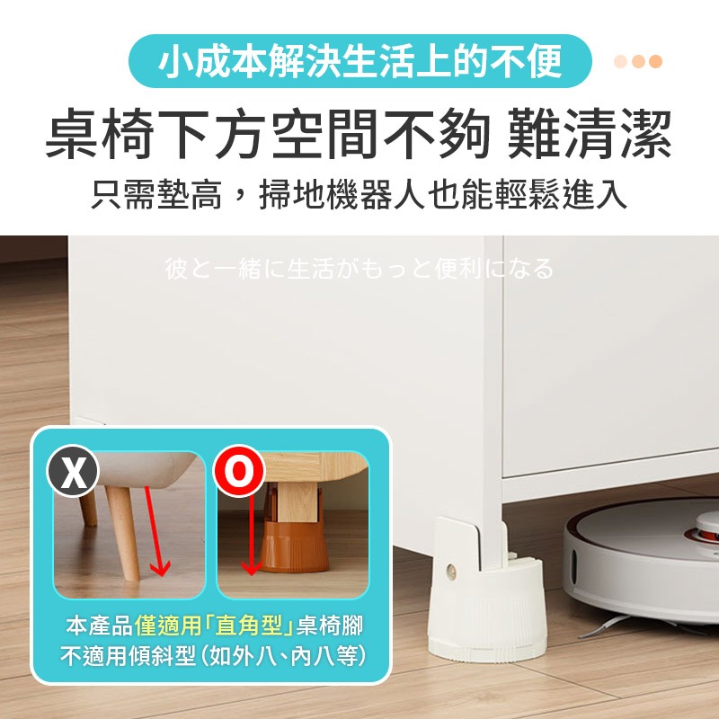 可調式桌腳增高墊 4入 家具增高墊 桌腳墊高 椅腳增高墊 家具加高墊-細節圖3