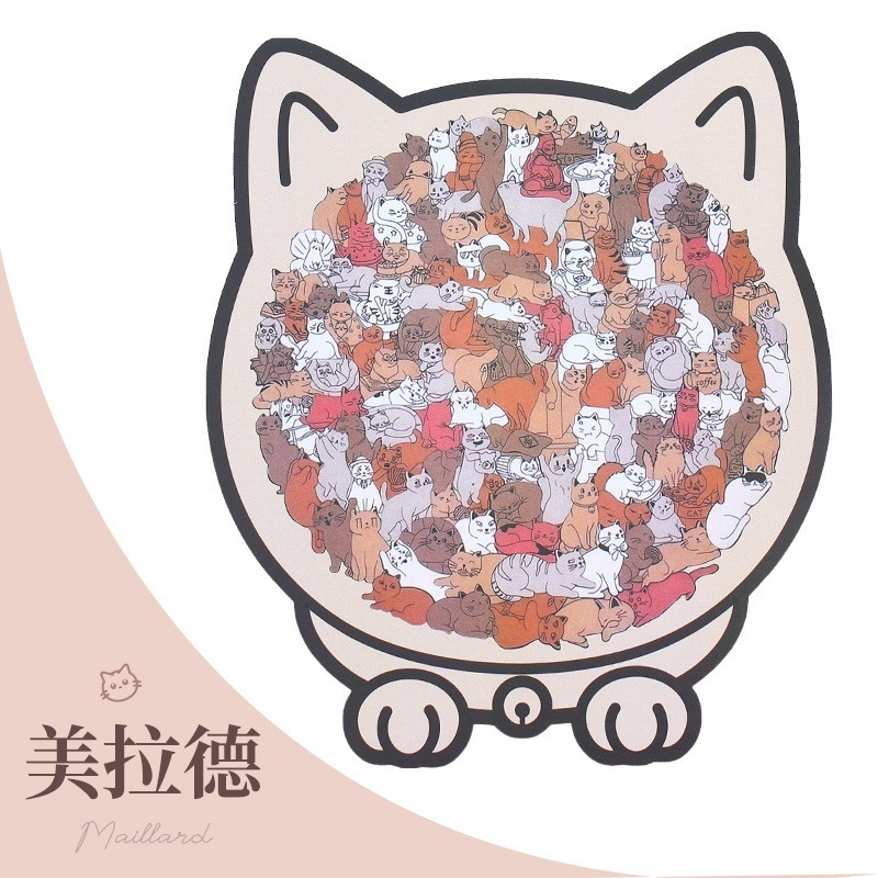 貓咪木拼圖 貓咪拼圖 莫蘭迪彩色貓形拼圖 貓咪拼圖擺件 貓咪木質拼圖 堆堆樂拼圖 木質拼圖-規格圖10