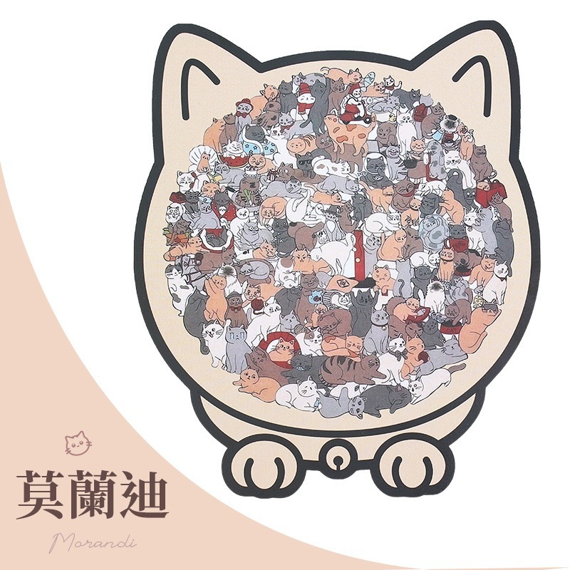 貓咪木拼圖 貓咪拼圖 莫蘭迪彩色貓形拼圖 貓咪拼圖擺件 貓咪木質拼圖 堆堆樂拼圖 木質拼圖-規格圖10