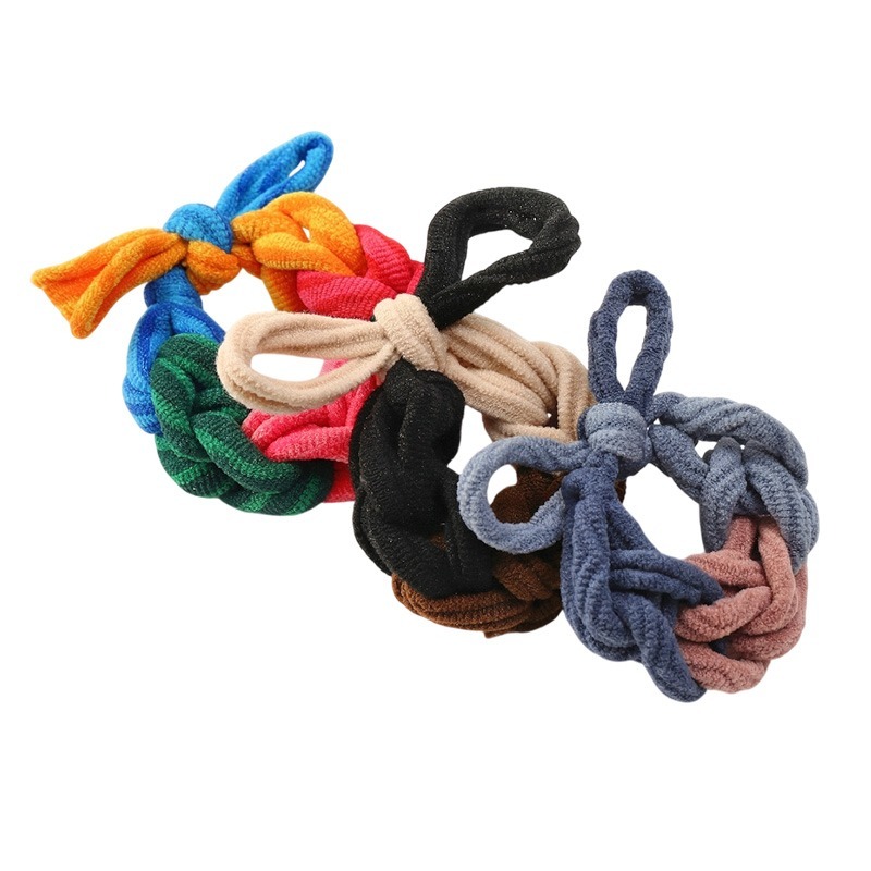 編織蝴蝶結髮圈 編織丸子頭髮圈 高彈力髮圈 丸子頭髮圈 編織高彈力髮繩 粗編織綁頭髮圈 加粗編織髮圈-細節圖2