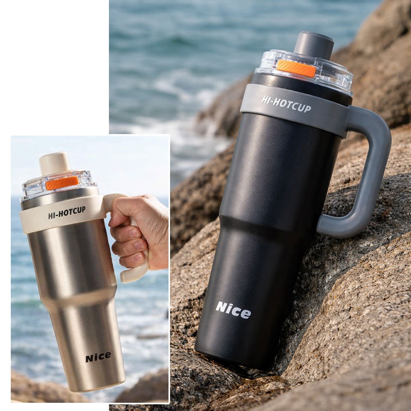 1200ml 彈蓋陶瓷冰壩杯 彈蓋保溫杯 陶瓷保溫瓶 手提冰霸杯 大容量保溫杯-細節圖8