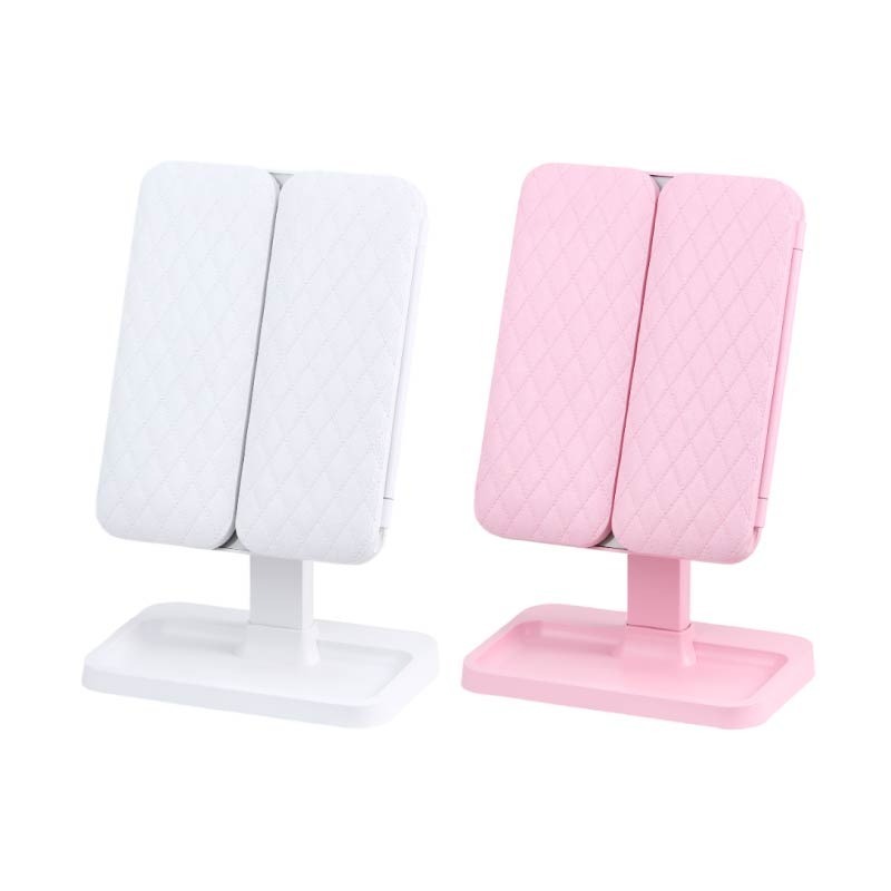 折疊補光化妝鏡 LED折疊美妝鏡 觸摸式梳妝鏡 折疊化妝鏡 三面化妝鏡 化妝鏡-細節圖2