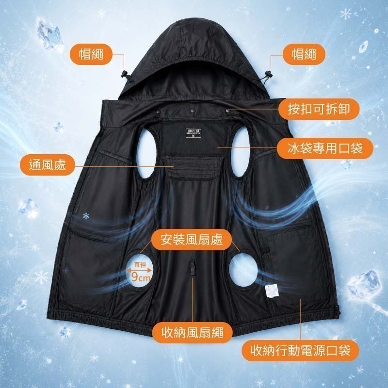 空調服風扇背心 涼感空調服 風扇空調背心 無袖背心空調服 空調背心 空調服 風扇外套 風扇背心-細節圖5