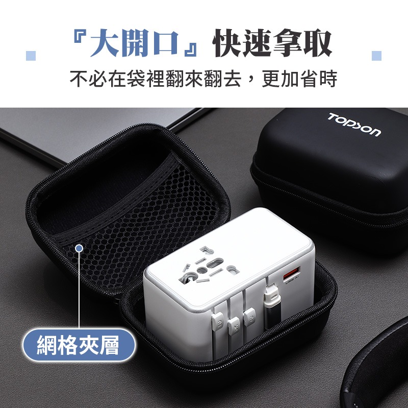TOPSON 硬殼收納包 萬國充收納包 充電器收納包 轉接頭收納包 3c收納包 插頭收納包-細節圖4