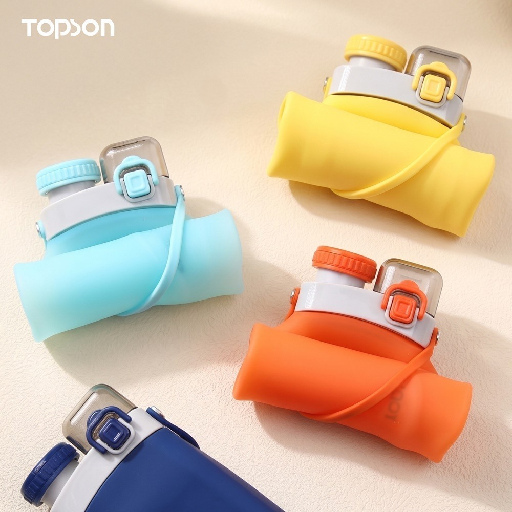 TOPSON 秒收摺疊水壺 600ml 矽膠折疊水壺 矽膠軟水壺 折疊水壺 矽膠水壺捲捲水壺 摺疊水瓶 運動水壺-細節圖11