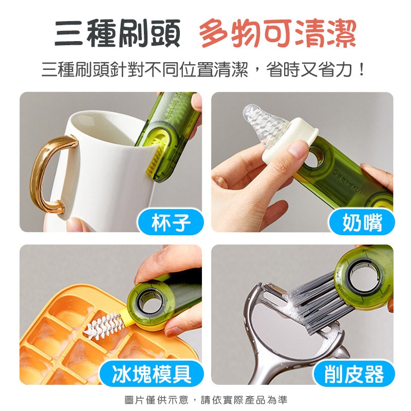 三合一杯蓋刷 細節刷 U型刷 保溫瓶刷 水壺清潔刷 杯刷 保溫杯刷 清潔刷-細節圖2
