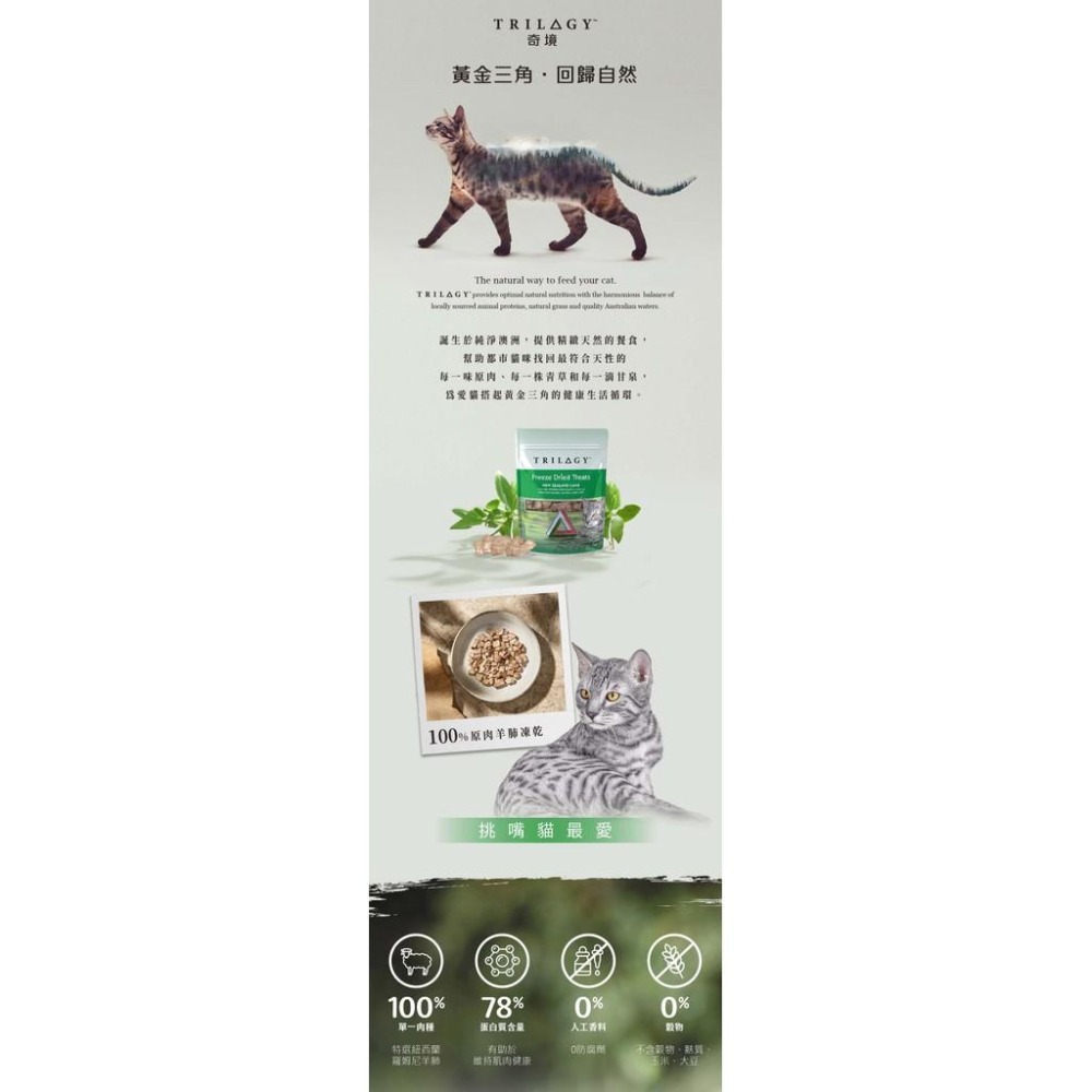 【奇境TRILOGY 】 羅姆尼羊肺原肉凍乾 100%原肉 貓咪零食凍乾 TRILOGY 50g-細節圖2