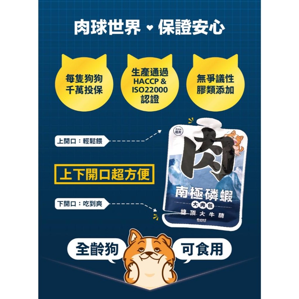 【肉球世界】南極磷蝦大肉包 狗主食餐包 全齡犬 165g  頂峰大牛腩/冰峰鮭魚排/草原羊小排/谷風雞大腿-細節圖3