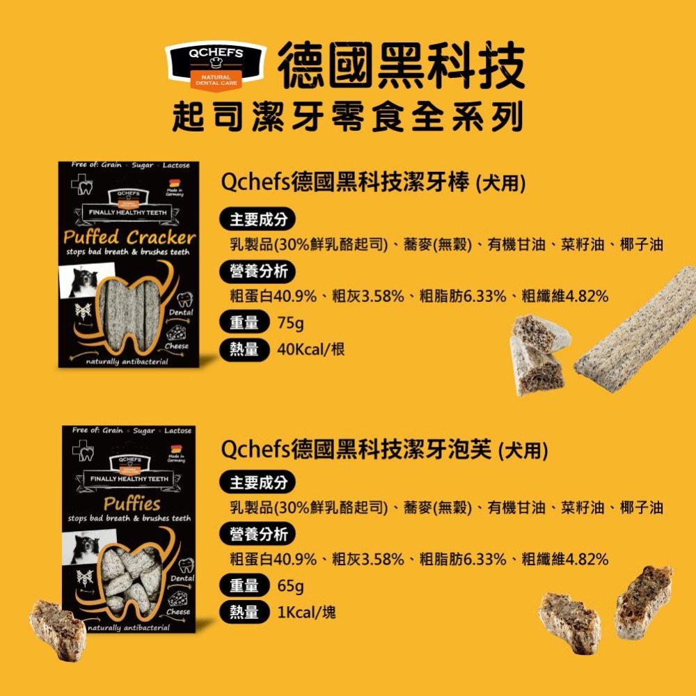 MA國際💎Qchefs德國黑科技 犬用天然潔牙零食│獸醫推薦 潔牙棒 潔牙泡芙 潔牙片 潔牙粉 潔牙酥-細節圖5