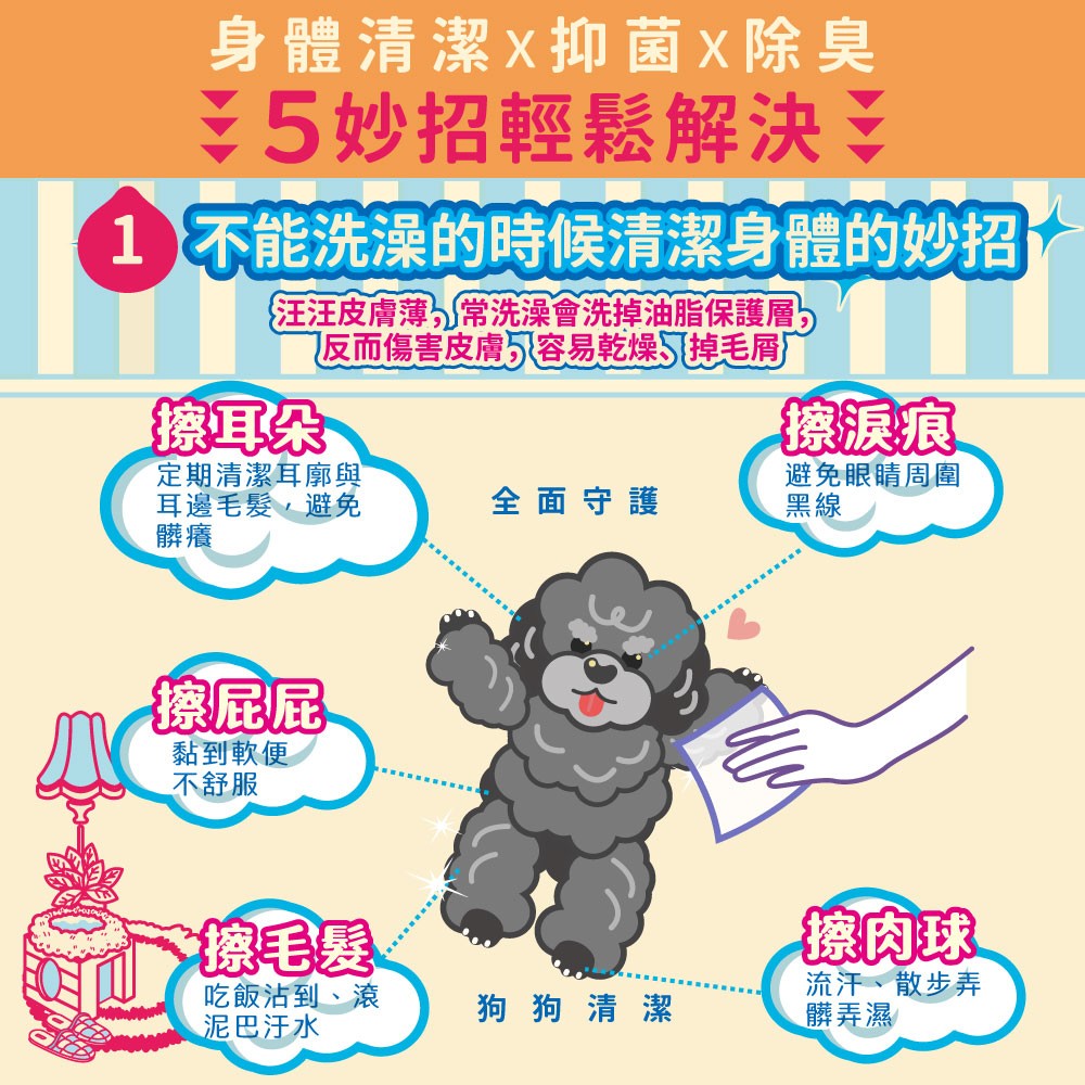 【ODOUT 臭味滾】狗狗專用除臭、抑菌濕紙巾 - 50抽-細節圖4