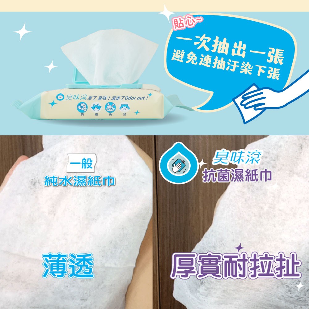 【ODOUT 臭味滾】狗狗專用除臭、抑菌濕紙巾 - 50抽-細節圖10