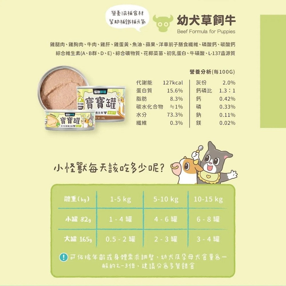 【怪獸部落】犬用寶寶無膠主食罐｜幼犬罐頭 - 82g*24/箱-細節圖7
