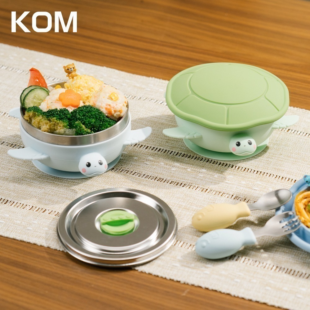 【7-ELEVEN門市團購】【KOM】海洋歷險趣-不鏽鋼兒童矽膠學習餐具-海龜/企鵝 (含學習兒童餐具湯/叉)-細節圖3