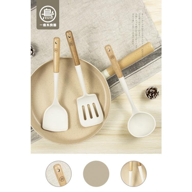 【一鳥】櫸木不沾鍋專用矽膠三件組(料理勺/漏鏟/密鏟)-細節圖3
