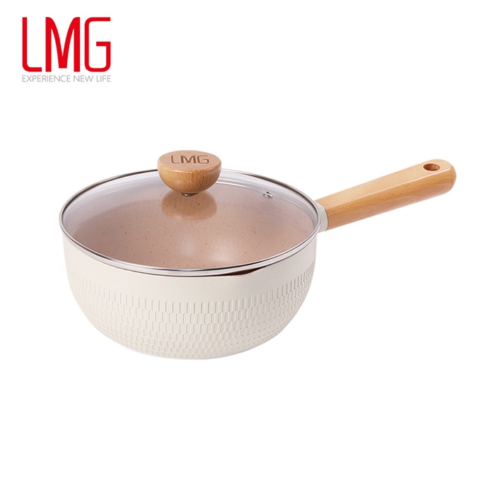 【LMG】獨家手柄配件設計 雪藏不沾雪平鍋20cm 22cm(象牙白)附蓋 牛奶鍋 泡麵鍋 不沾鍋 煎炒均方便 經典不敗-規格圖8