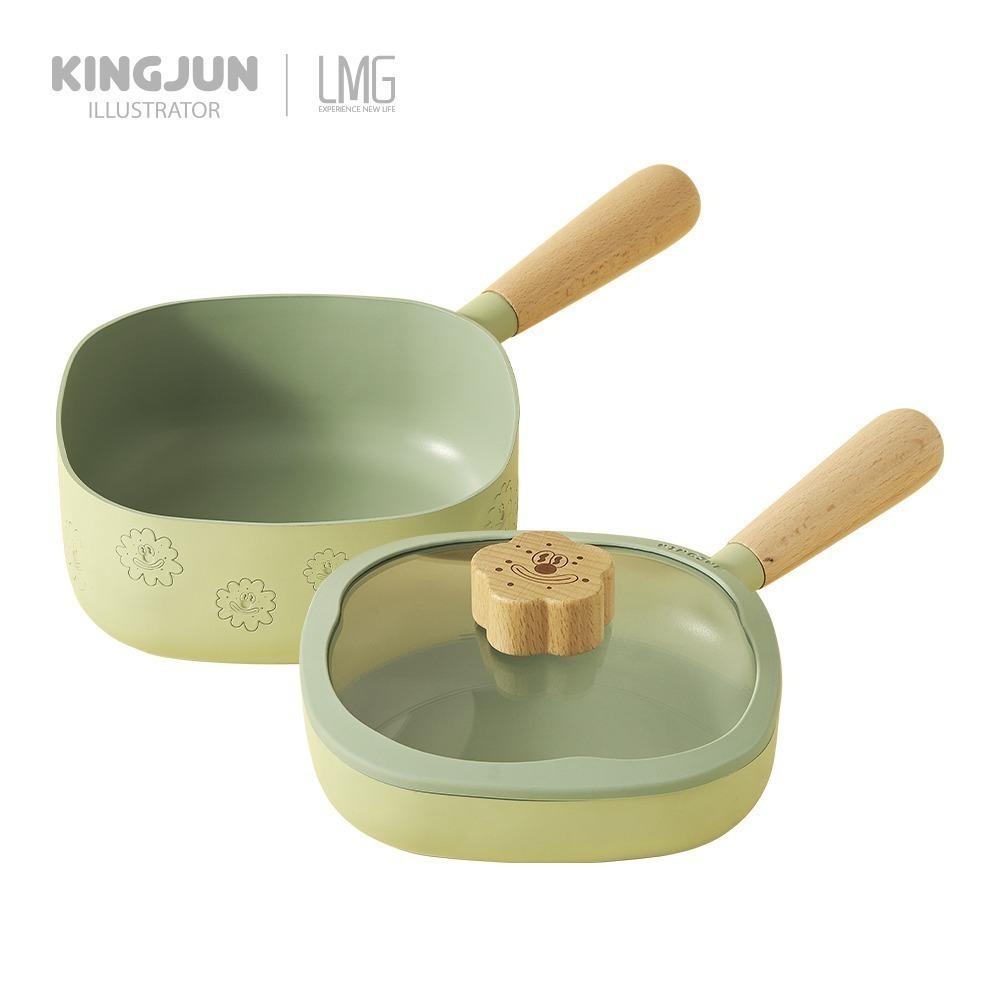 【7-ELEVEN門市團購】【LMGxKINGJUN】病毒花方方鍋組(湯鍋+烤盤)18cm-細節圖2