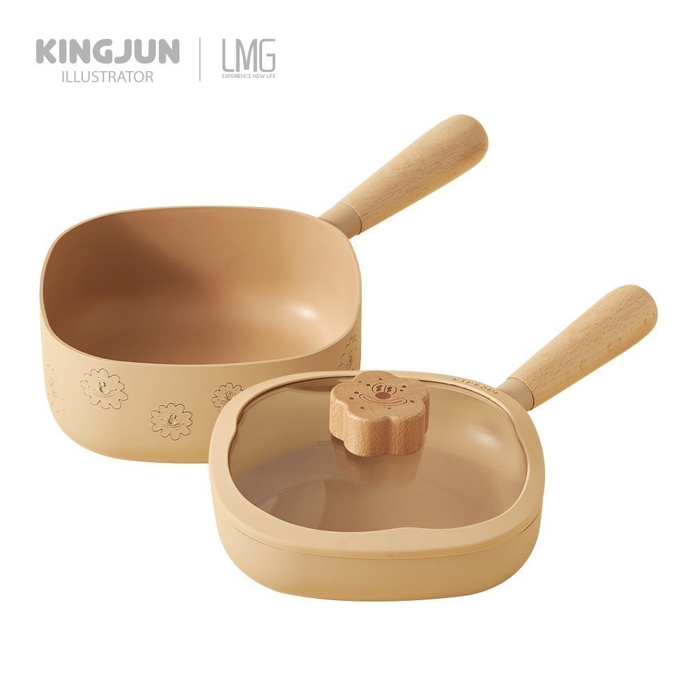 【限時購】【LMGxKINGJUN】病毒花方方鍋組(湯鍋+烤盤)18cm-細節圖2
