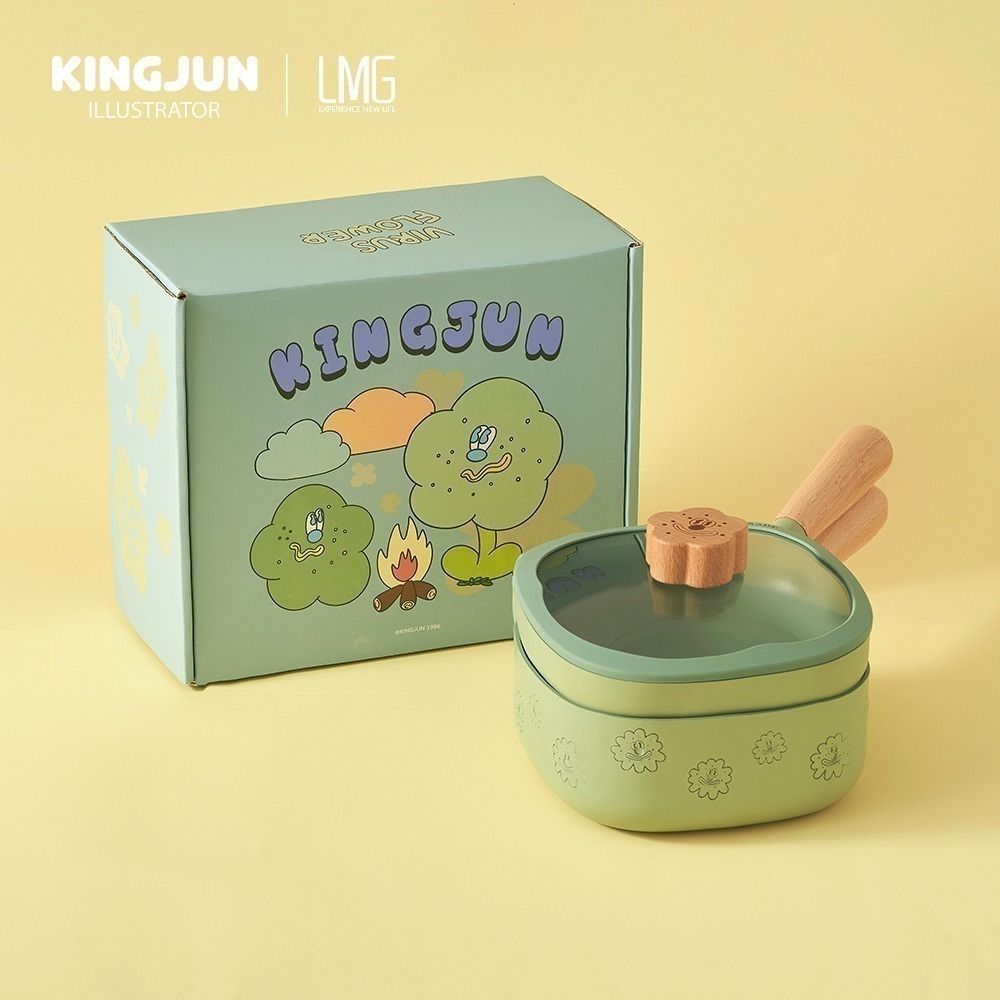 【限時購】【LMGxKINGJUN】病毒花方方鍋組(湯鍋+烤盤)18cm-細節圖5