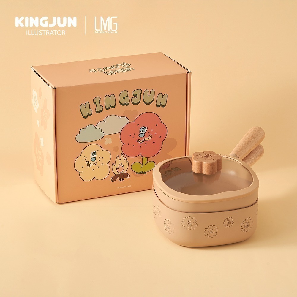 【限時購】【LMGxKINGJUN】病毒花方方鍋組(湯鍋+烤盤)18cm-細節圖6