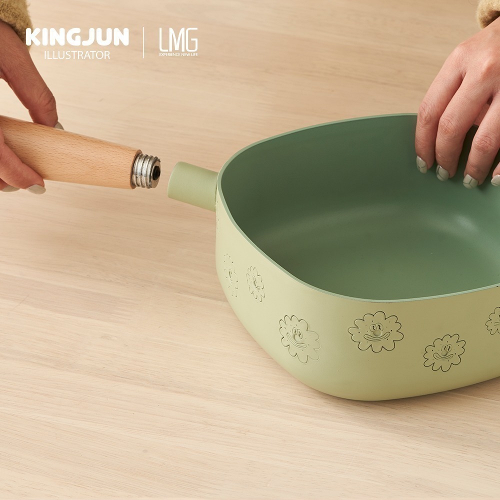 【限時購】【LMGxKINGJUN】病毒花方方鍋組(湯鍋+烤盤)18cm-細節圖9