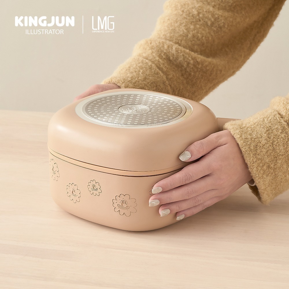 【限時購】【LMGxKINGJUN】病毒花方方鍋組(湯鍋+烤盤)18cm-細節圖10