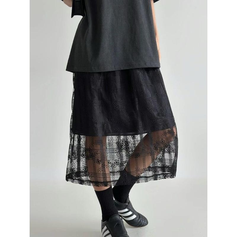 Ðöðöħö正韓製 三色 層疊花邊蕾絲鬆緊腰半裙 日常穿搭 必備單品-細節圖6