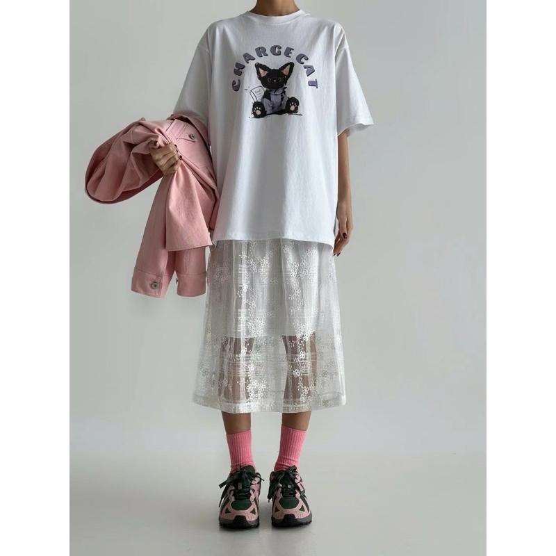 Ðöðöħö正韓製 三色 層疊花邊蕾絲鬆緊腰半裙 日常穿搭 必備單品-細節圖7