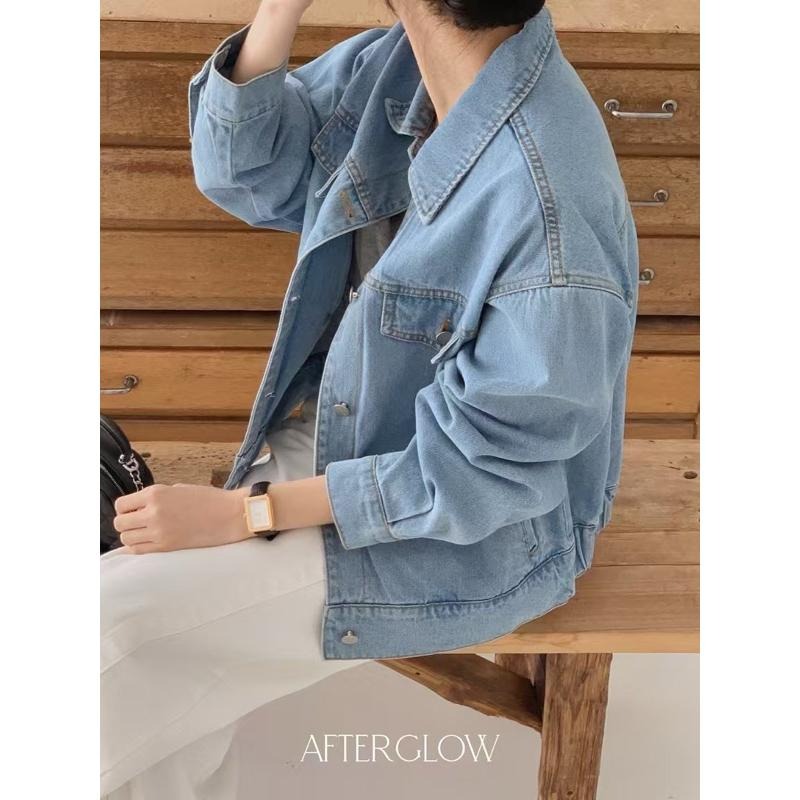 Ðöðöħö 正韓製 兩色 鬆緊帶牛仔外套 寬鬆版型 修身設計 百搭單品-細節圖4