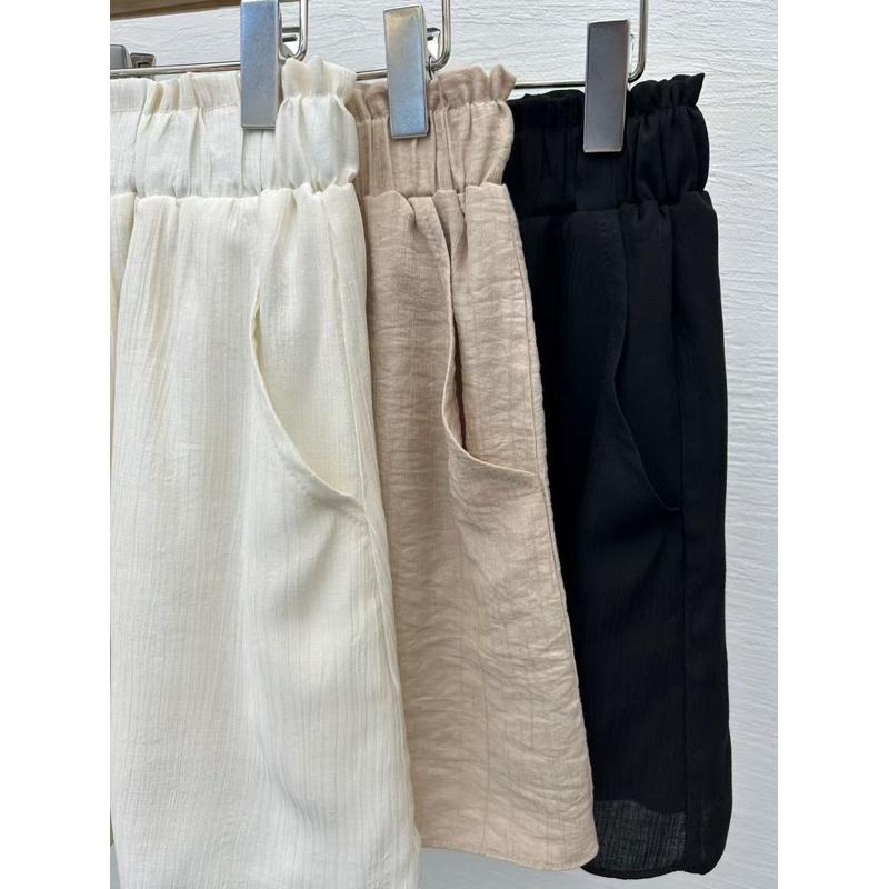 Ðöðöħö 正韓製 三色 泡泡蕾絲透膚襯衫套裝 彈性腰圍 親膚透氣 寬鬆版型-細節圖8