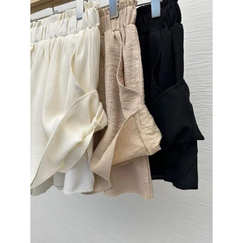 Ðöðöħö 正韓製 三色 泡泡蕾絲透膚襯衫套裝 彈性腰圍 親膚透氣 寬鬆版型-細節圖9