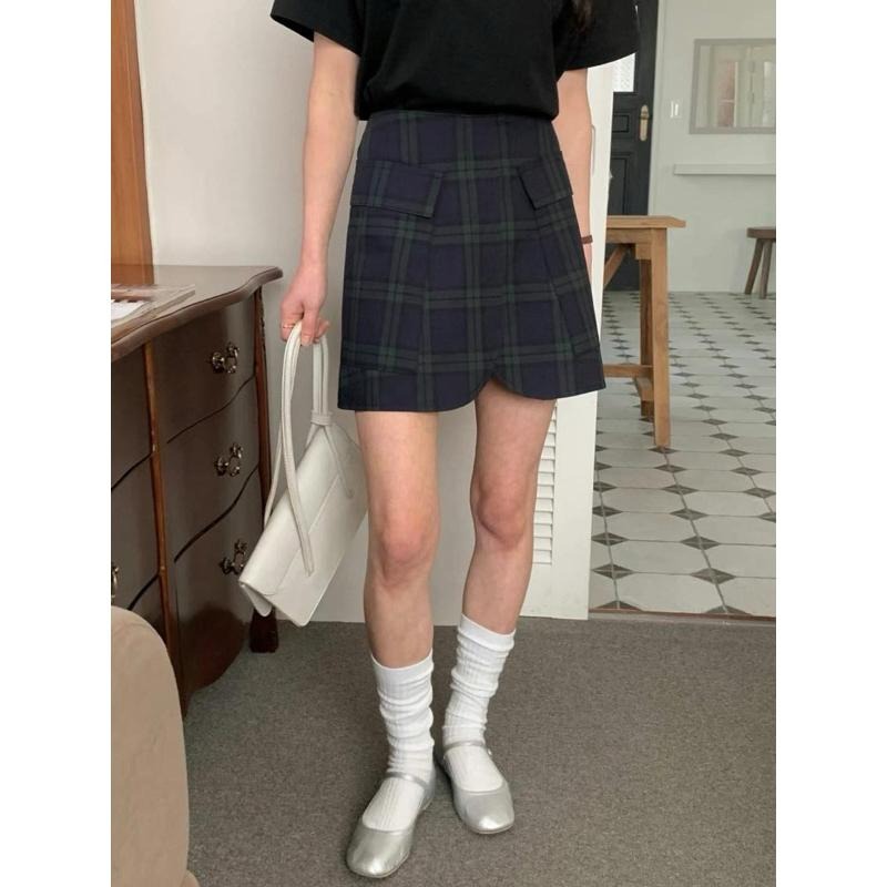 Ðöðöħö 正韓製 兩色 復古學院口袋短裙 日常必備 百搭單品-細節圖3