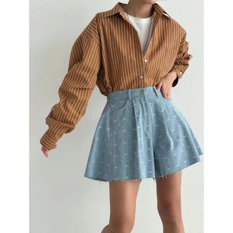 Ðöðöħö正韓製 兩色 愛心蝴蝶結後鬆緊牛仔短褲 修身設計 百搭單品-細節圖5