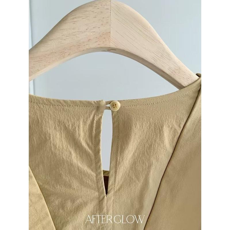 Ðöðöħö 正韓製 兩色 V領不對稱襯衫連身裙 寬鬆版型 修身顯瘦-細節圖3