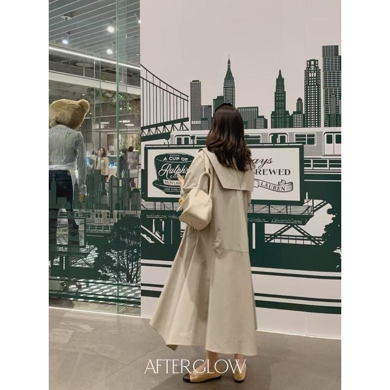 Ðöðöħö 正韓製 兩色 V領不對稱襯衫連身裙 寬鬆版型 修身顯瘦-細節圖8