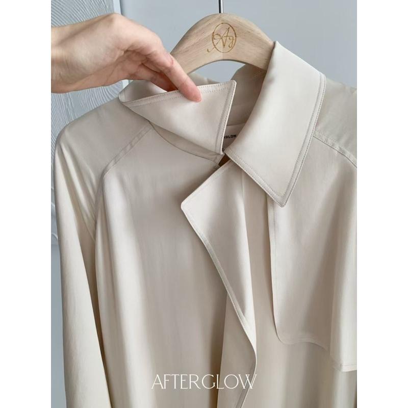 Ðöðöħö 正韓製 兩色 100%天絲經典長版風衣外套 寬鬆版型 腰帶設計 輕奢名媛都會風-細節圖6