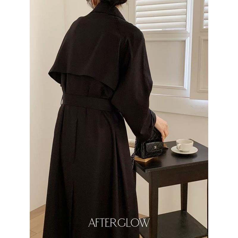 Ðöðöħö 正韓製 兩色 100%天絲經典長版風衣外套 寬鬆版型 腰帶設計 輕奢名媛都會風-細節圖8