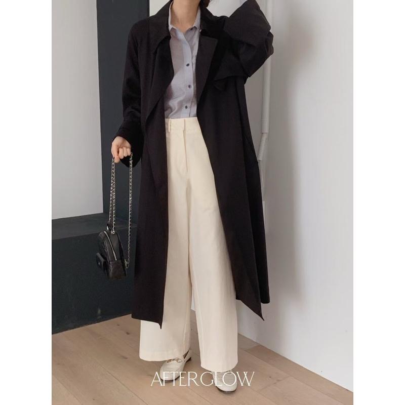 Ðöðöħö 正韓製 兩色 100%天絲經典長版風衣外套 寬鬆版型 腰帶設計 輕奢名媛都會風-細節圖9