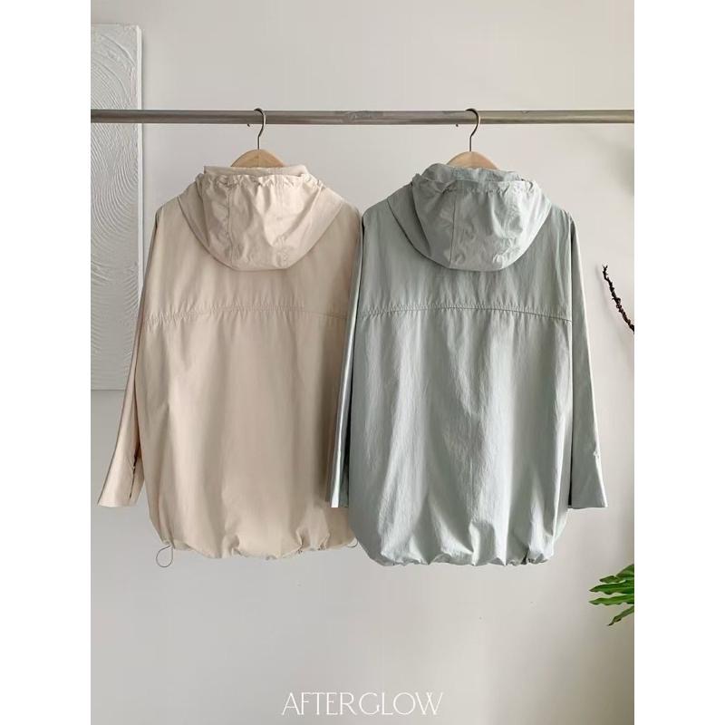 Ðöðöħö 正韓製 兩色 防風抽繩連帽外套 寬鬆版型 通勤穿搭-細節圖2