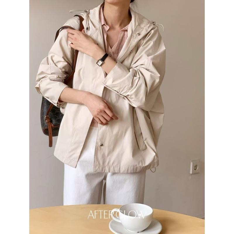 Ðöðöħö 正韓製 兩色 防風抽繩連帽外套 寬鬆版型 通勤穿搭-細節圖6